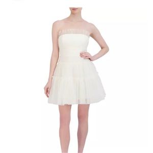BCBG Strapless Tulle Mini Dress Off White. - perfect bridal second dress
